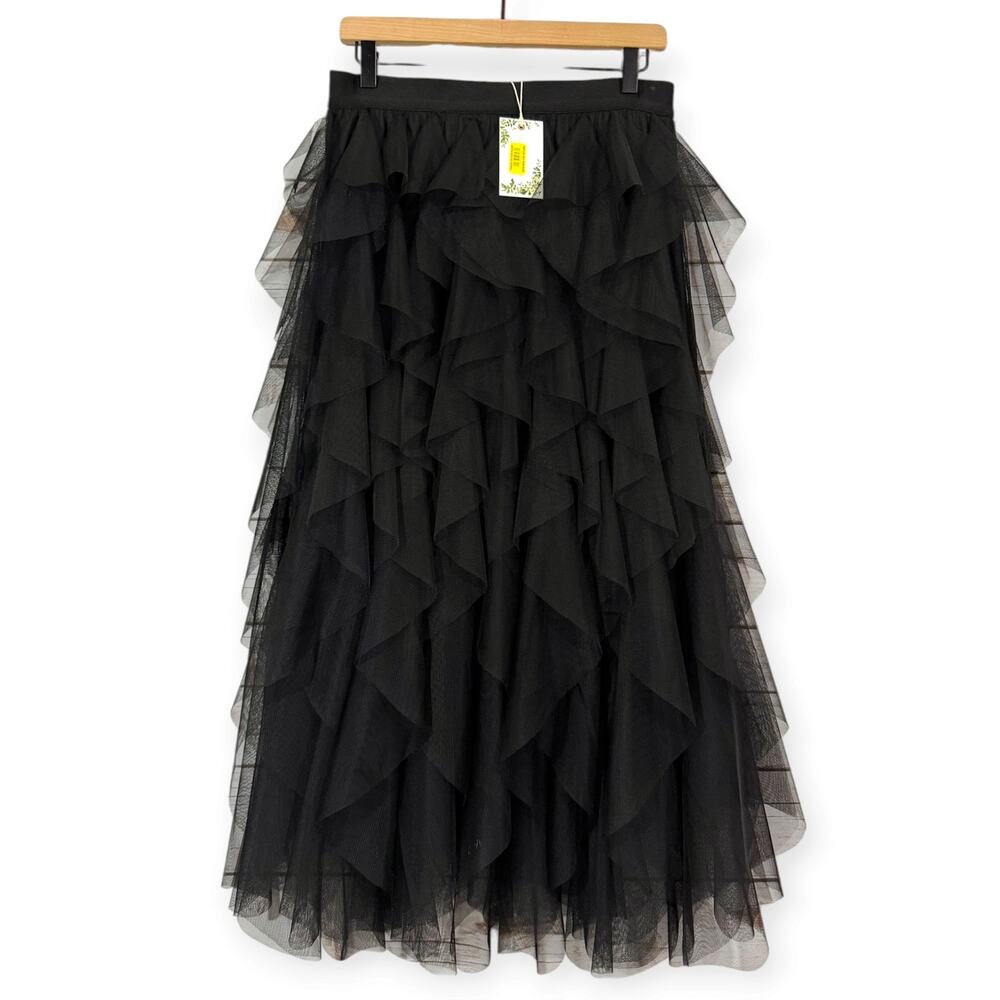 NWT Chelsea & Violet Asta Tulle Midi Skirt - Black - Medium - Picture 8 of 8